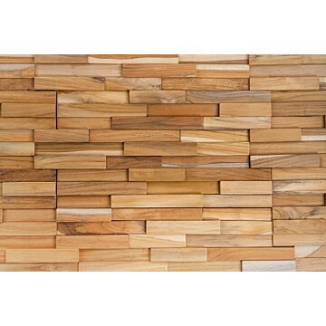 Naturel Teak houtstrips van Teakea, duurzaam en stijlvol, ideaal voor het toevoegen van warmte en textuur aan interieurwanden met een tijdloze uitstraling