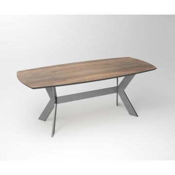 Stijlvolle notenhouten eettafel met RVS frame | Teakea