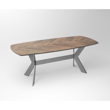 Notenhouten eettafel Tusk | 3-Rex Long Exclusive Stainless Steel Frame - Teakea.nl