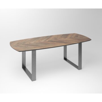 Notenhouten Eettafel Tusk - Luxe Design met Exclusief RVS Frame