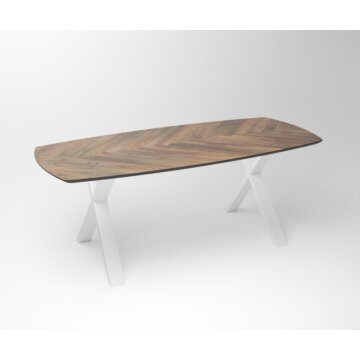 Notenhouten Eettafel Tusk | 3-X Fineline Frame Wit