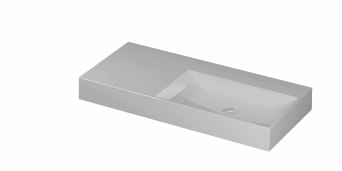 Ink United wastafel rechts porselein 100x45cm - zonder kraangat - Glans wit