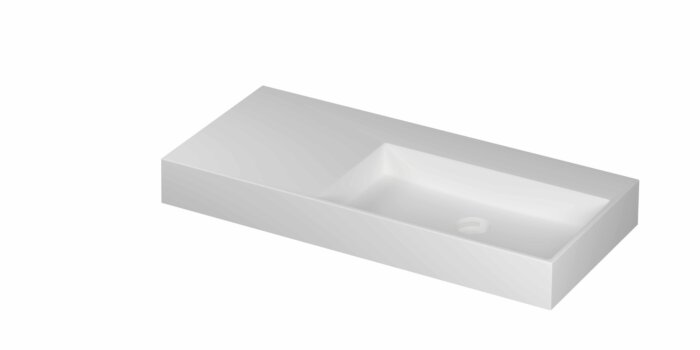 Ink United wastafel rechts porselein 100x45cm - zonder kraangat - Mat wit