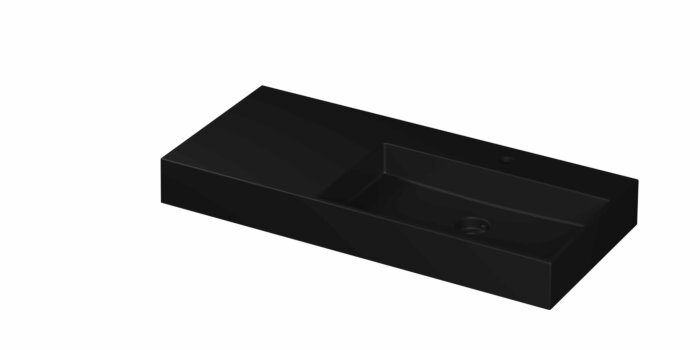 Ink United wastafel rechts porselein 100x45cm - 1 kraangat - Mat zwart