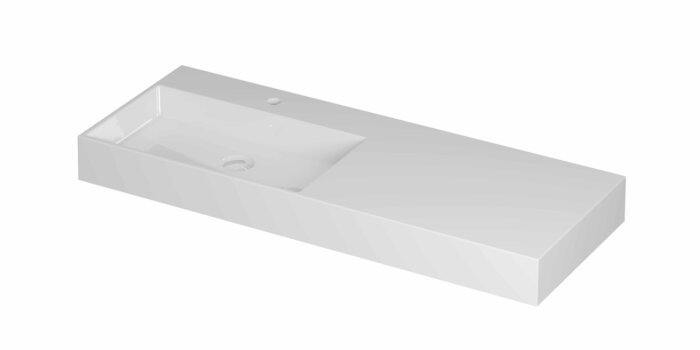 Ink United wastafel links porselein 120x45cm - 1 kraangat - Glans wit