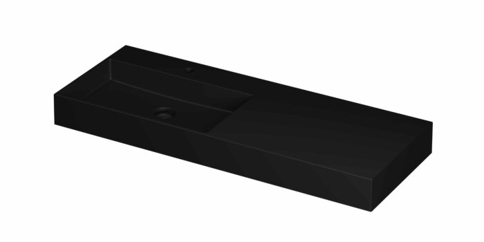 Ink United wastafel links porselein 120x45cm - 1 kraangat - Mat zwart