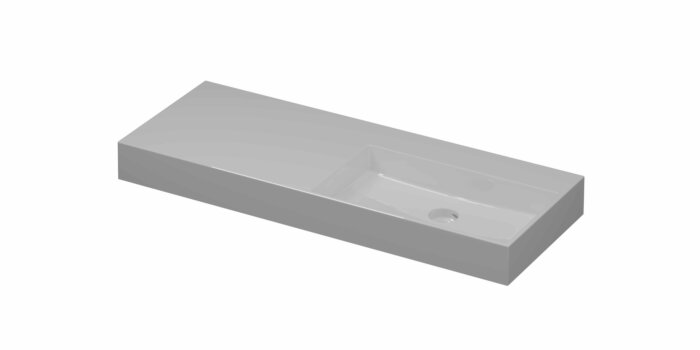 Ink United wastafel rechts porselein 120x45cm - zonder kraangat - Glans wit