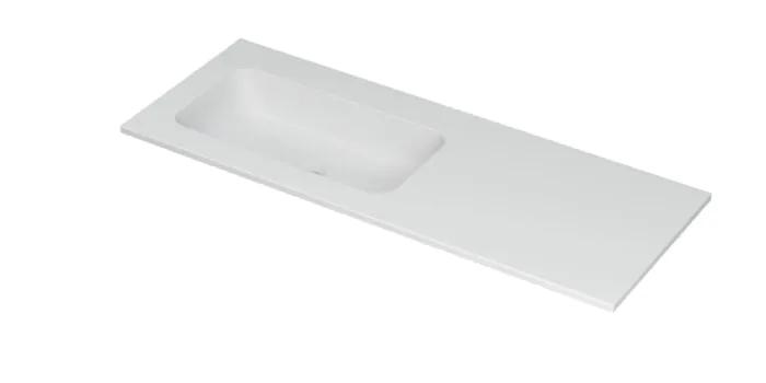 Ink Aspekt meubelwastafel links 120x45cm - zonder kraangaten - Porselein mat wit