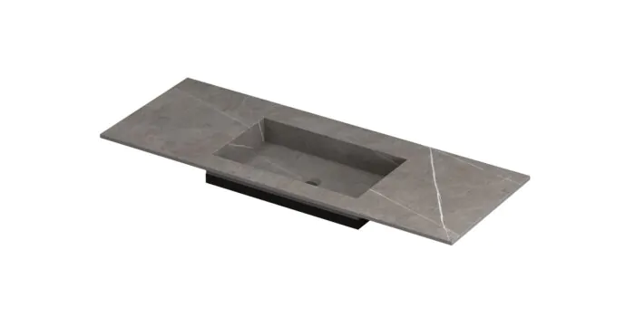 Ink Post Wastafel keramische slab envelop bak midden zonder kraangat - Armani grey mat - 1200x450x10 mm (bxdxh)