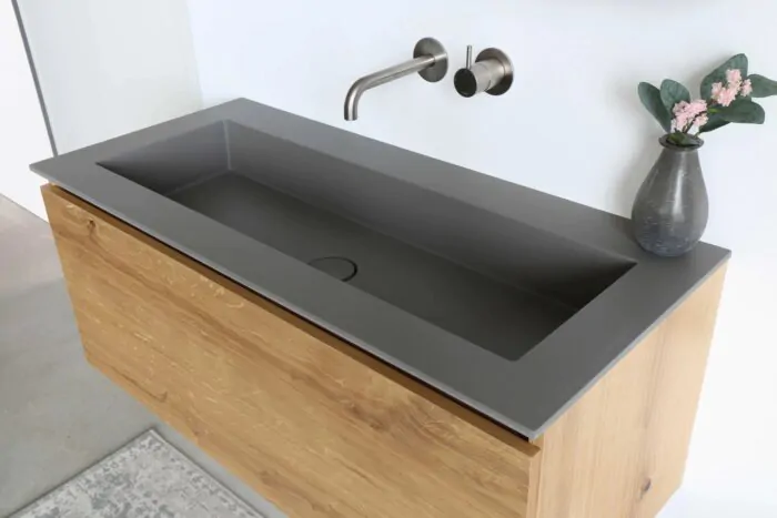 Ink Kraft meubelwastafel 140x45cm - 1 kraangat - Quartz beton