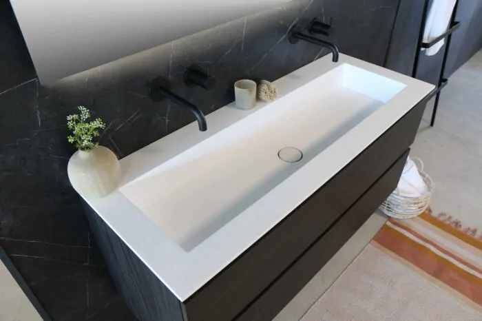 Ink Kraft meubelwastafel 140x45cm - 1 kraangat - Quartz beton