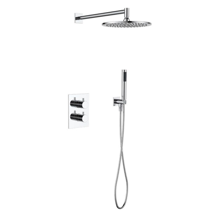 Regn complete thermostatische regendouche inbouwset met rechthoekig bedieningselement Chroom