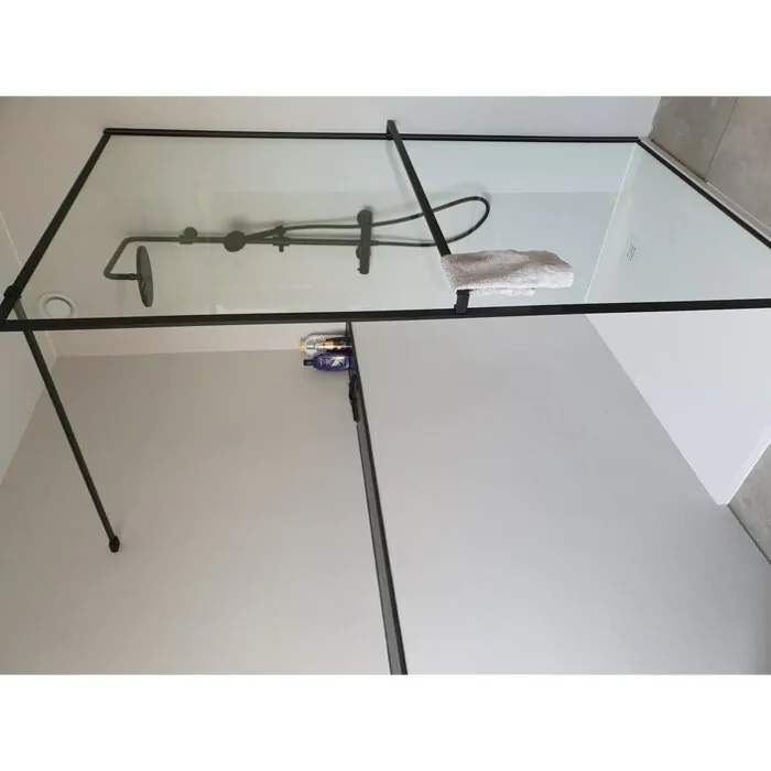 Van Rijn Products ST04KPH inloopdouche 90cm omkaderd helder glas mat zwart