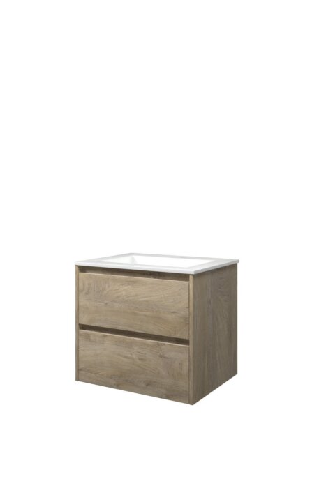 Wastafel polystone Elegant 60x46x2 | Onderkast 2 laden symmetrisch | 60x46x52