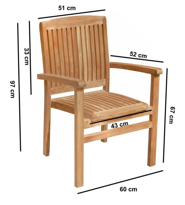 Ibiza | Stapelbare Teak Tuinstoel | Set van 4 - SC034-4