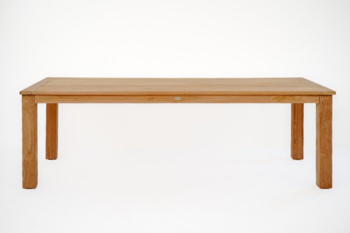 Nelson teak tuintafel 250x100 cm van massief teakhout met robuuste poten