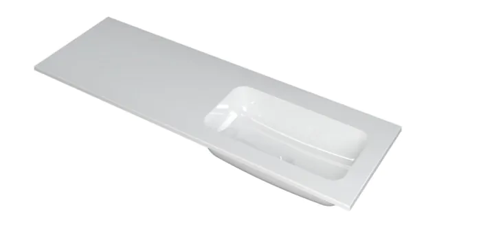 Ink Faktor Wastafel polystone rechts zonder kraangat - Glans wit - 1400x450x15 mm (bxdxh)