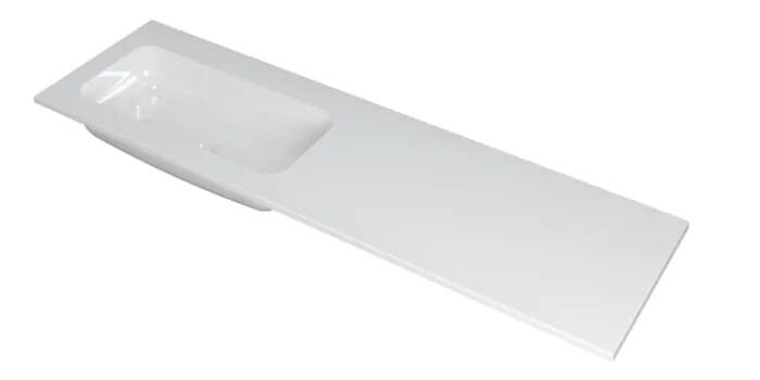 Ink Faktor Wastafel polystone links zonder kraangat - Glans wit - 1600x450x15 mm (bxdxh)