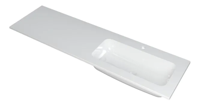 Ink Faktor Wastafel polystone rechts met 1 kraangat - Glans wit - 1600x450x15 mm (bxdxh)
