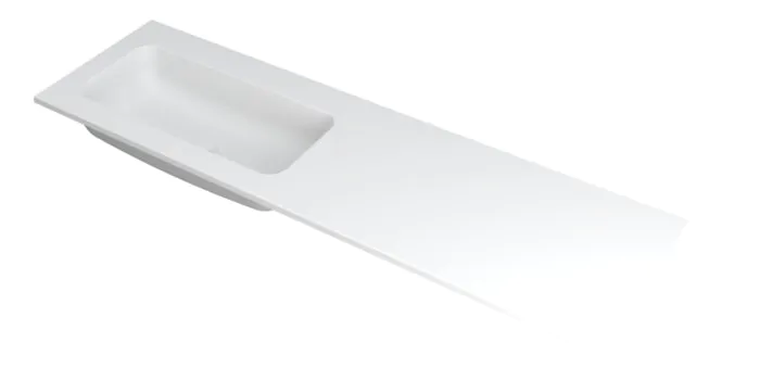 Ink Faktor Wastafel polystone links zonder kraangat - Mat wit - 1600x450x15 mm (bxdxh)