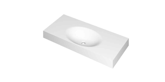 Ink Smooth Wastafel polystone midden zonder kraangat mat wit 1000x450x90mm (bxdxh)