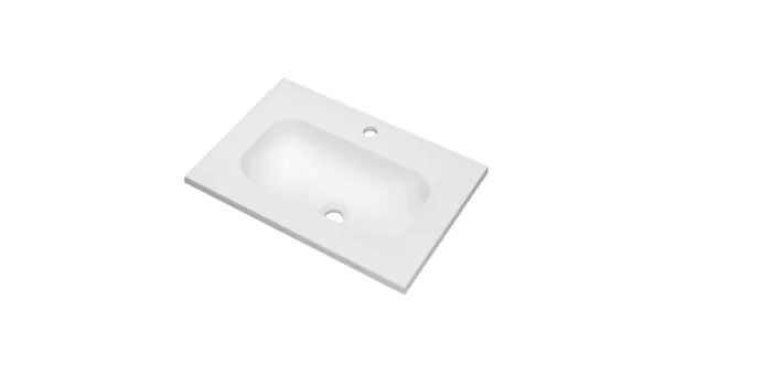 Ink Reflekt wastafel centraal polystone 60x40cm - 1 kraangat - Mat wit