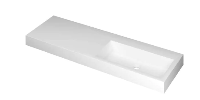 Ink Momento meubelwastafel rechts 140x45cm - zonder kraangat - Polystone mat wit