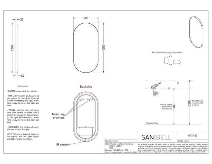 INK SP20 OVALE SPIEGEL: VERZONKEN IN KADER | INDIRECT LICHT