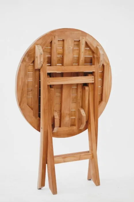 Teakea Teakhouten Tuinset Linda – 2 Verstelbare Stoelen + Ronde Klaptafel Ø70 cm