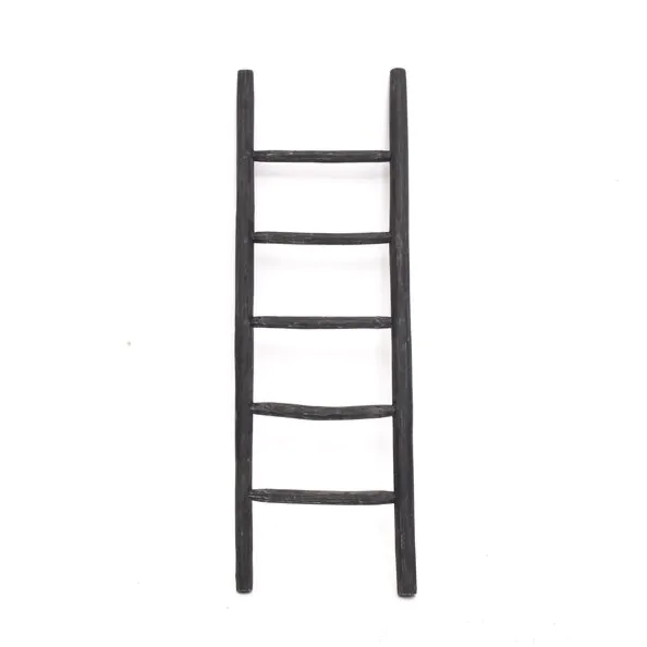 Houten decoratie ladder | Rustiek Zwart  | 50x5x175 - TK-DL-50-5-175-ZWART-TEAK