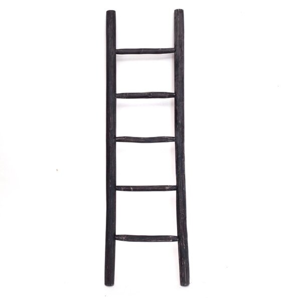 Houten decoratie ladder | Rustiek Zwart  | 50x5x175 - TK-DL-50-5-175-ZWART-TEAK