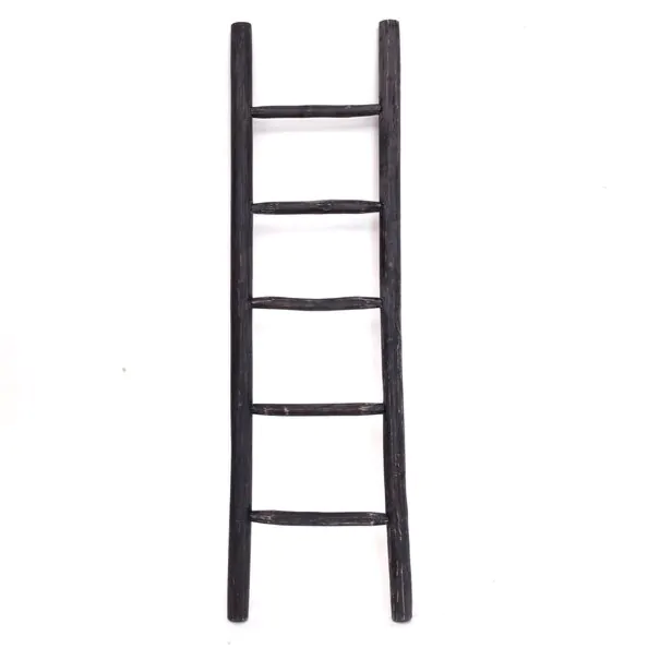 Houten decoratie ladder | Rustiek Zwart  | 50x5x175 - TK-DL-50-5-175-ZWART-TEAK