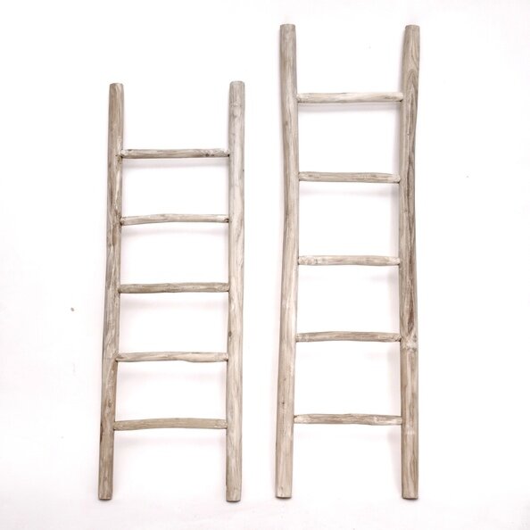 Houten decoratie ladder | White oiled | 50x5x150 - TK-DL-50x5x150-WHITE-OILED