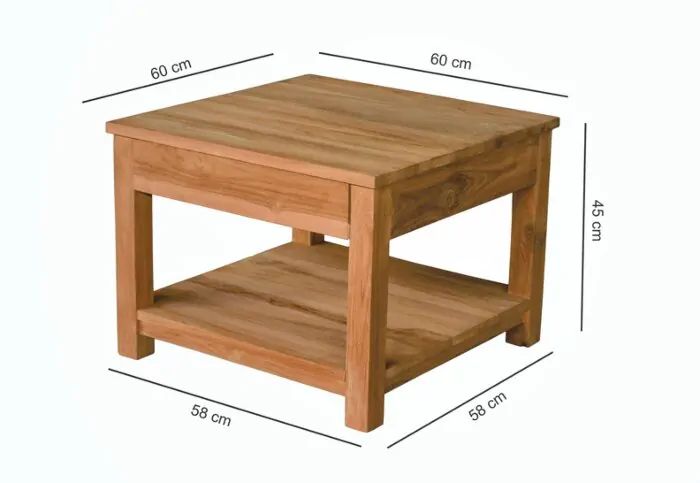 Cube - Teak Bijzettafel | 60x60x45 - NV06