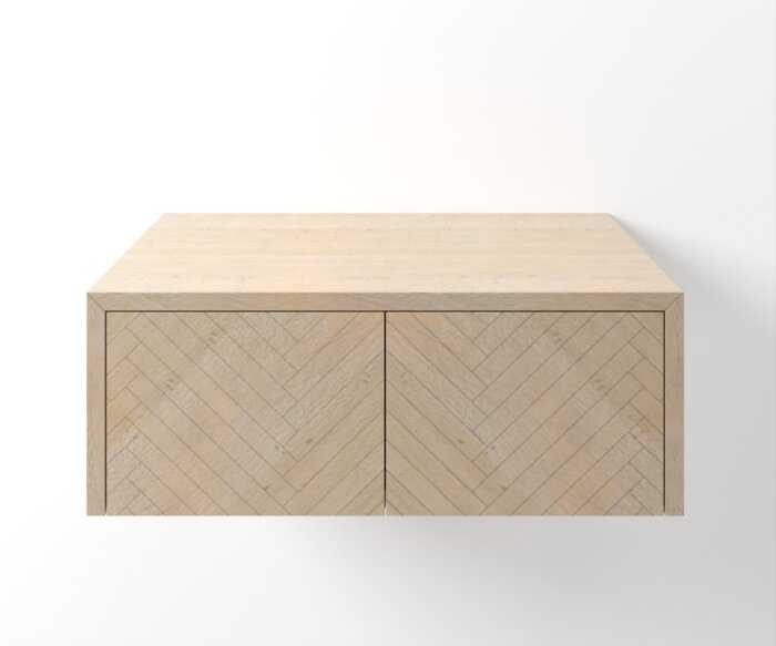 Baars Badmeubel Zwevend | Massief Eikenhout | Vissegraad Motief Ladenfront