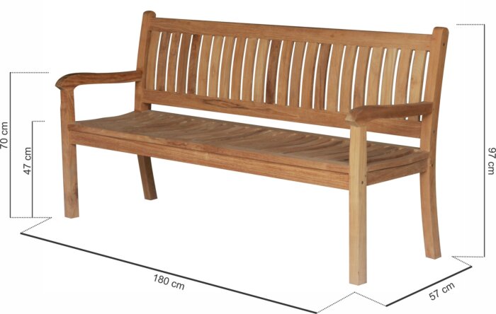 Beaufort Teak Tuinbank | 180 breed - SB015