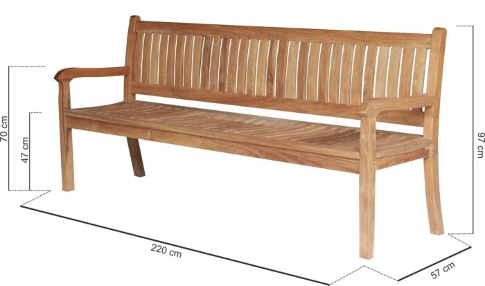 Beaufort Teak Tuinbank | 220 breed - DEVI-TB-BEAUFORT-220