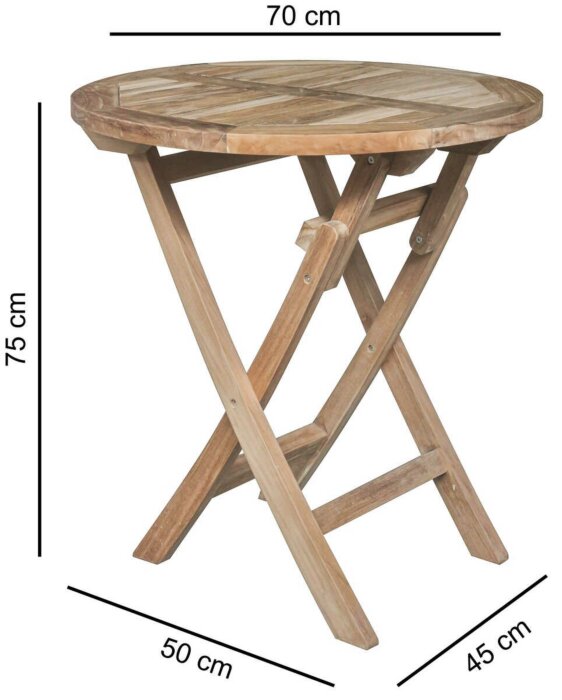Teak Houten Klaptafel | Rond | Ø 70 - ST-019