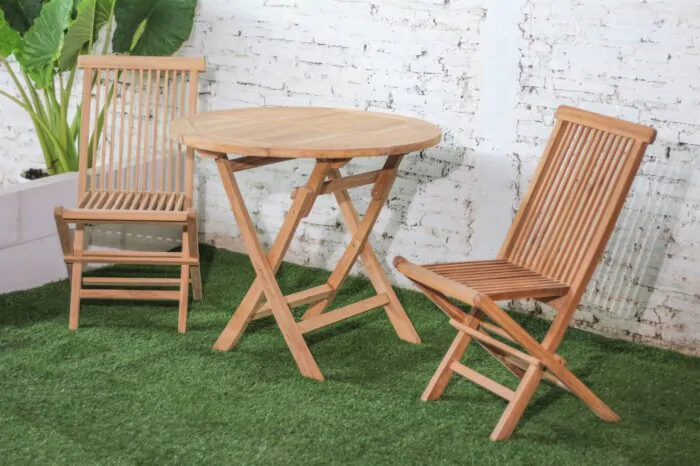 Teak Houten Tuintafel| Rond | Ø 90 Inklapbaar - ST-90-ROND