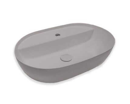 Blinq Couleur opzetwastafel 57x38x15cm ovaal met kraangat - Cement