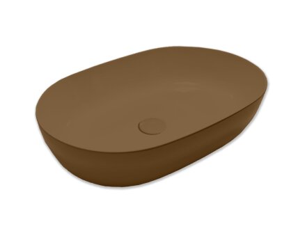 Blinq Couleur opzetwastafel 57x38x15cm ovaal - Tabak