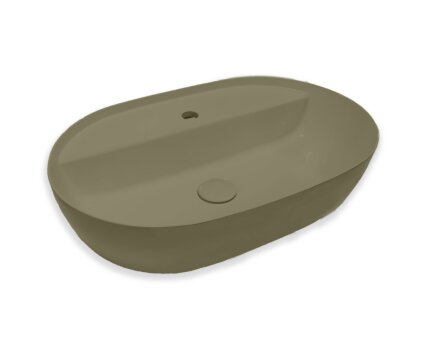 Elegante opzetwastafel ovaal 57x38x15cm met kraangat - Woud