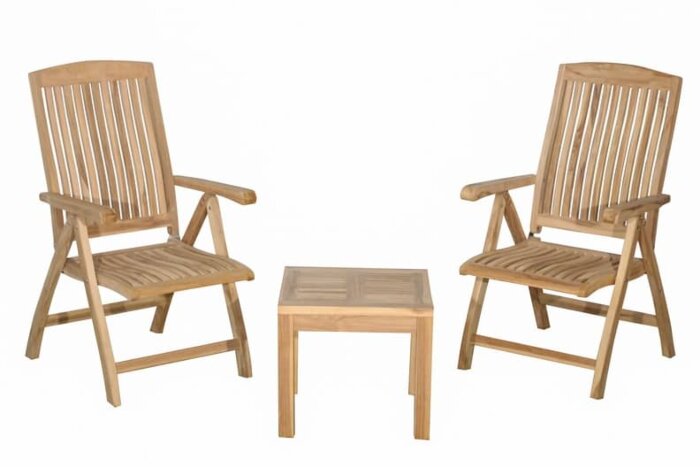 Teak Tuinset | 2 Linda Stoelen | 1 Vierkant Tuintafel - TK-TS-LINDA-VKTT