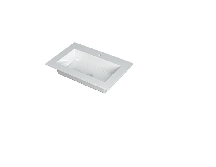 KRAFT Wastafel met enkele wasbak in polystone of quartz incl. always open plug in de kleur van wastafel | 70 x 45 x 1