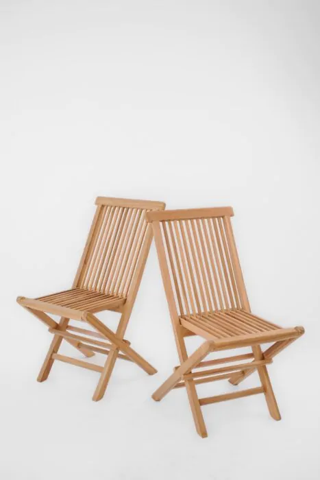 Set van Twee Teak Houten Klapstoel | Tenerif | Opvouwbare Tuinstoel | Licht en Sterk