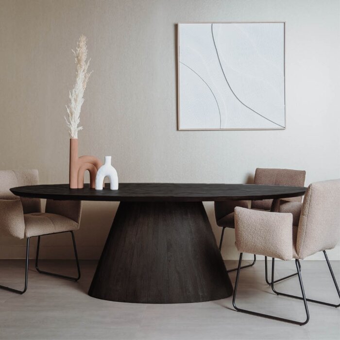 Premana eetkamertafel ovaal zwart 260x120 kegelpoot