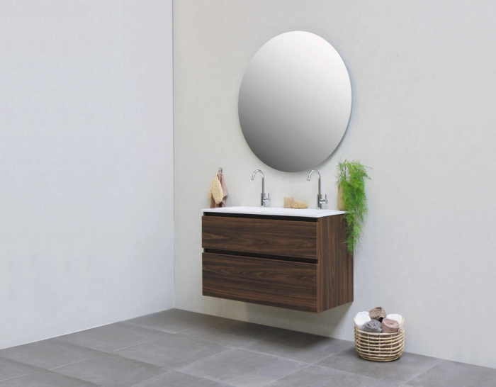 Wastafel polystone Elegant dubbel 120x46x2 | 1 Kraangaten | Mat wit