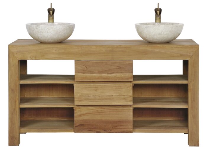 Teak Badkamermeubel Strak | 150x50x80 - DEV-BAD-DRS-150-50-80