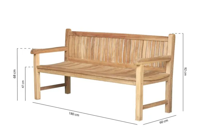 Balmoral Teak Tuinbank | 180 breed | 4 Persoons Houten Tuinbank - DEVI-TB-BALMORAL-180