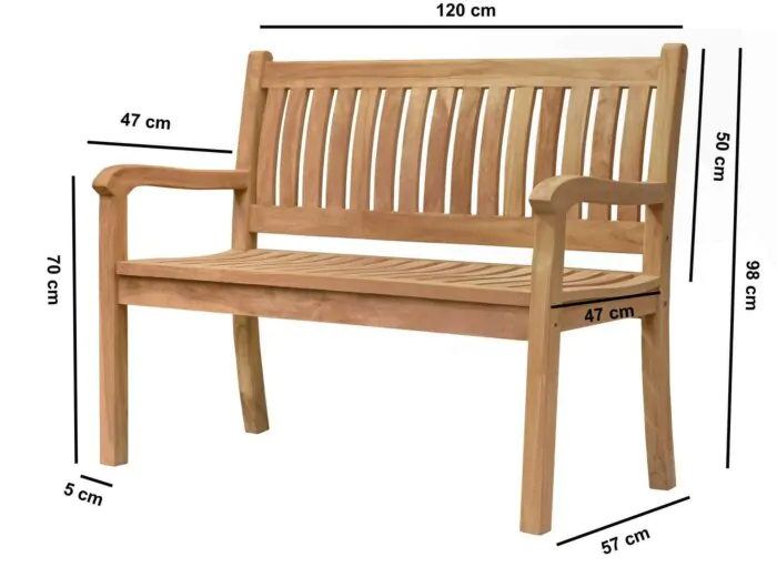 Teakea Beaufort Teakhouten Tuinbank twee Persoons - 120 breed  - 